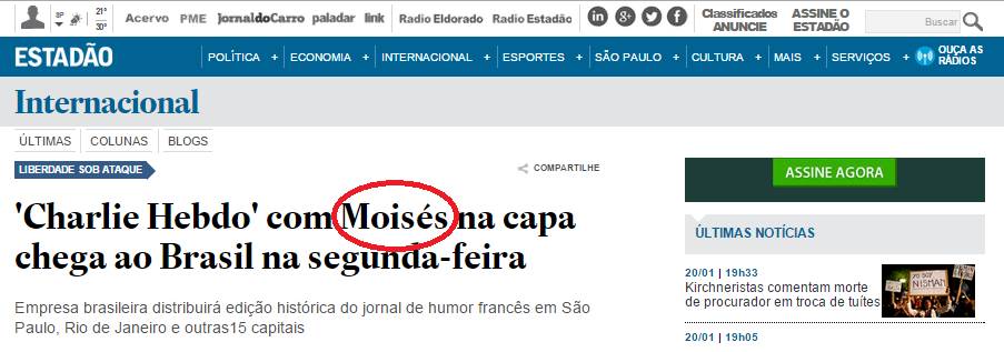 Como? Moisés na capa do “Charlie Hebdo”? Só que não!
