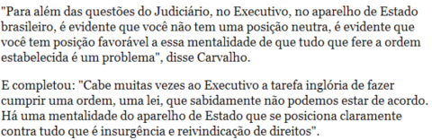 fala de Carvalho desordem