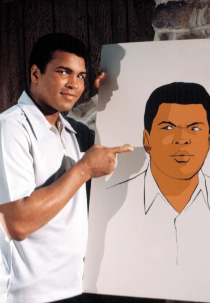 Ali e sua versão animada de 'I Am The Greatest: The Adventures of Muhammad Ali' em 1977 (Foto: NBC)