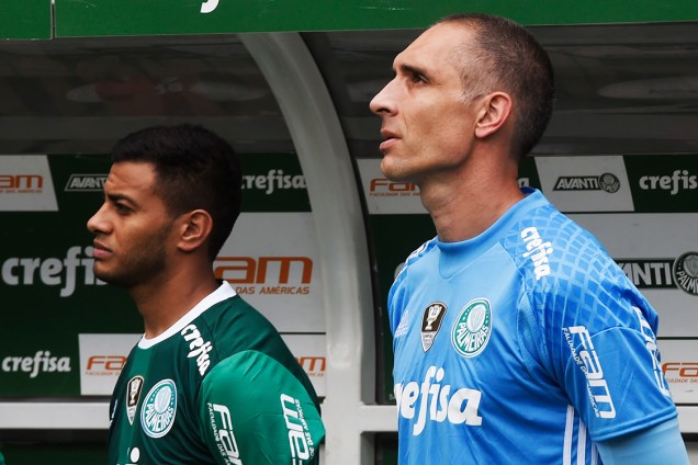 <span>Fernando Prass, do Palmeiras, durante partida contra a Chapecoense, pela penúltima rodada do Brasileirão, em São Paulo</span>