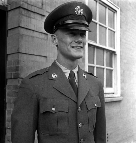 World War II. 1952. A picture of American actor Larry Hagman who has been entertaining troops of the American Air Force in England before returning back to America.