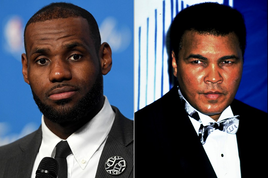 Jogador de basquete Lebron James e boxeador Muhammad Ali