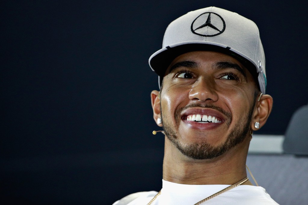Piloto de F1, Lewis Hamilton, durante coletiva de imprensa no Autódromo de Interlagos