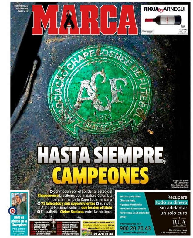 Capa do jornal espanhol 'Marca'