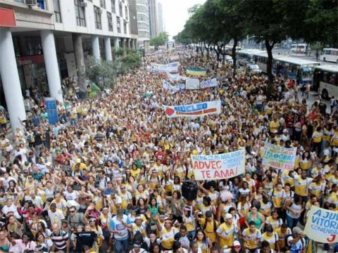 Marcha para Jesus reuniu milhares de fiéis no Centro do Rio (Foto: Alexandre Durão/ G1)
