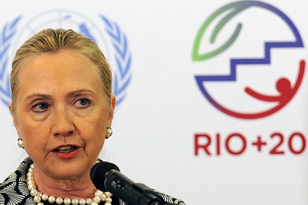 A Secretária de Estado americana, Hillary Clinton, discursa durante Conferência das Nações Unidas sobre Desenvolvimento Sustentável - a Rio +20 - realizada no Rio de Janeiro (RJ) - 22/06/2012