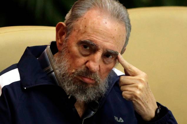 O ex-ditador cubano Fidel Castro, durante cerimônia de encerramento do congresso do Partido Comunista Cubano em Havana no ano de 2011