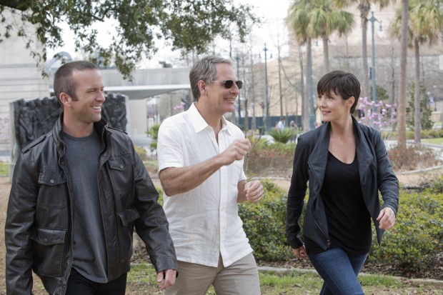 Lucas Black, Scott Bakula e Zoe McLeilan em 'NCIS: New Orleans'