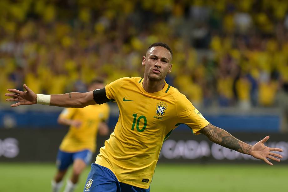 Neymar comemora o 2º gol do Brasil durante a partida contra a Argentina, válida pela 11ª rodada das eliminatórias Sul-Americanas da Copa de 2018, no estádio do Mineirão, na cidade de Belo Horizonte (MG) - 10/11/2016