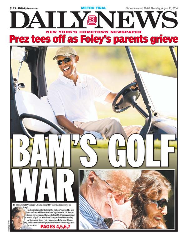 Obama capa Daily News golfe