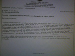 A circular do "vossa excel&ecirc;ncia"
