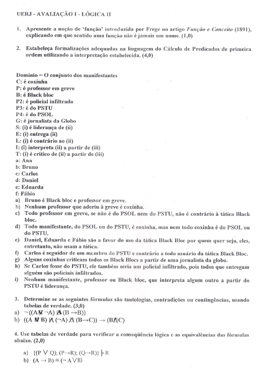 Prova da professora "black bloc" Camila Jourdan, da UERJ ...