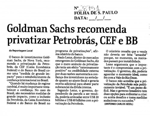 recomenda privatizar Petrobras