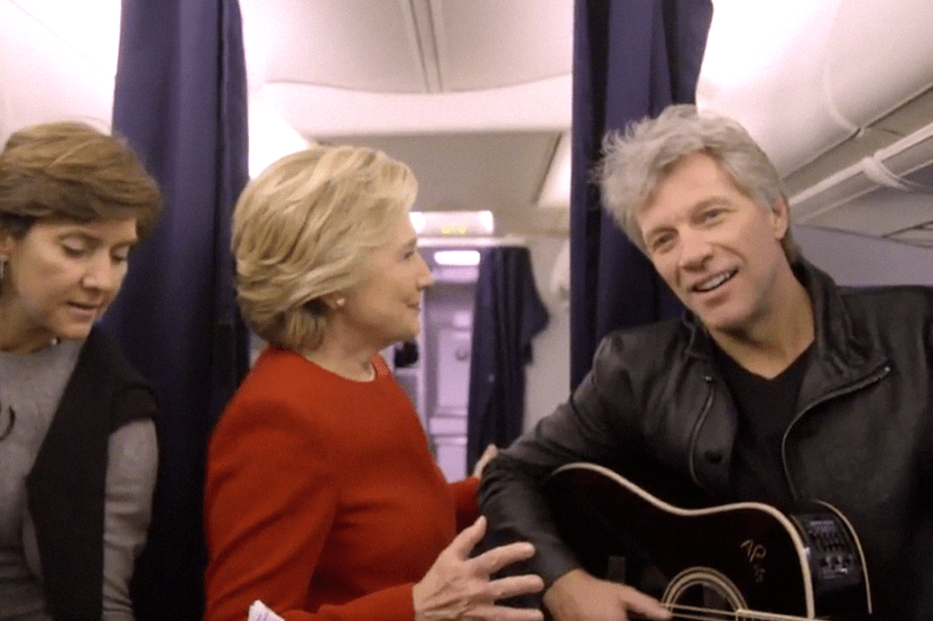 Hillary Clinton faz campanha junto com Bon Jovi para incentivar americanos a votarem