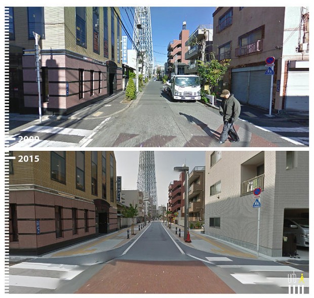 Em Narihira, em Tóqui, no Japão, as vias também foram reformuladas