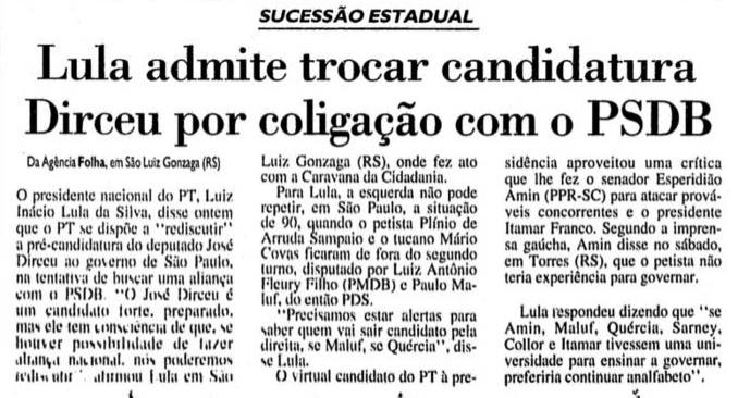 PT e PSDB planejaram disputar juntos a elei o de 1994 VEJA