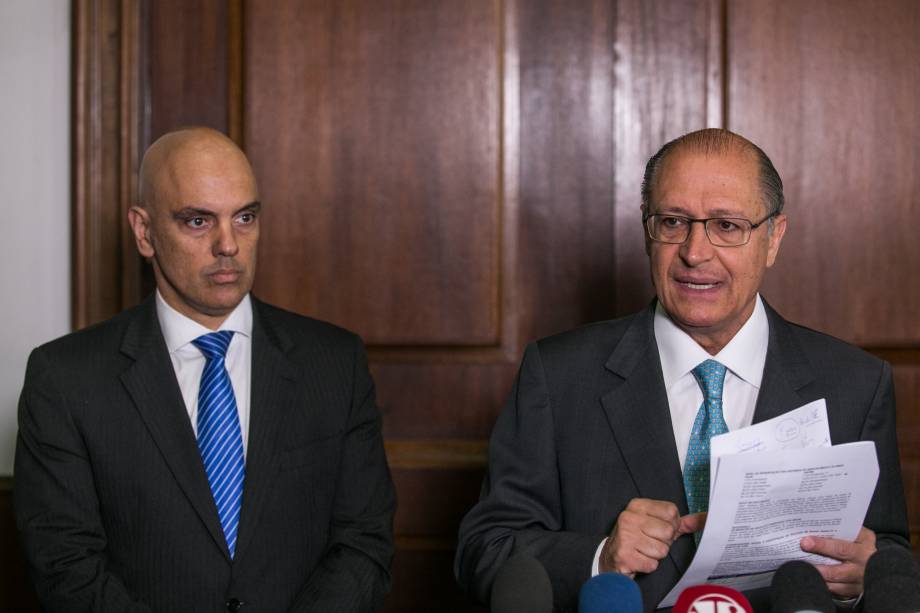 O governador Geraldo Alckmin durante a apresentação do novo secretário de segurança pública, Alexandre de Moraes