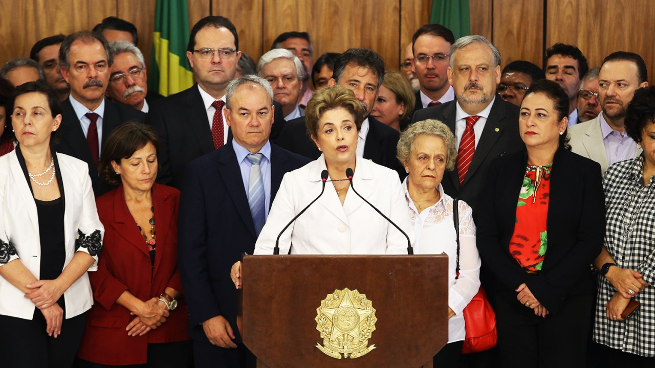 Dilma Rousseff realiza pronunciamento no Palácio do Planalto, em Brasília (DF), após ser notificada de seu afastamento por até 180 dias - 12/05/2016
