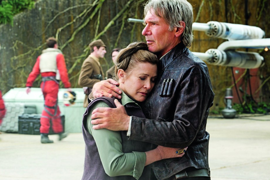 Carrie Fisher e Harrison Ford no filme "Star Wars: Episódio VII - O Despertar da Força"
