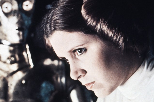 Carrie Fisher no filme "Star Wars: Episódio IV - Uma Nova Esperança", de George Lucas.