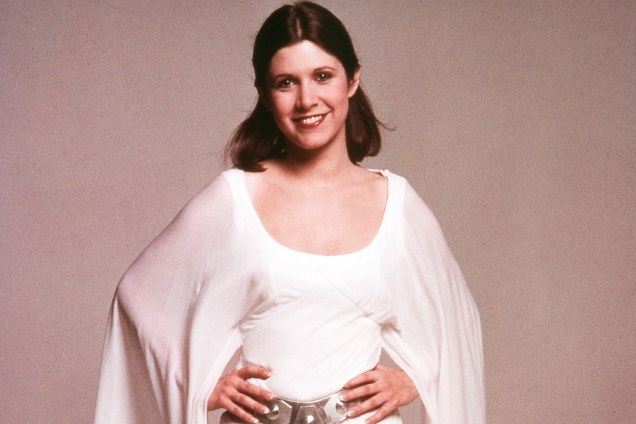 Carrie Fisher como princesa Leia, personagem do "Star Wars", de George Lucas.