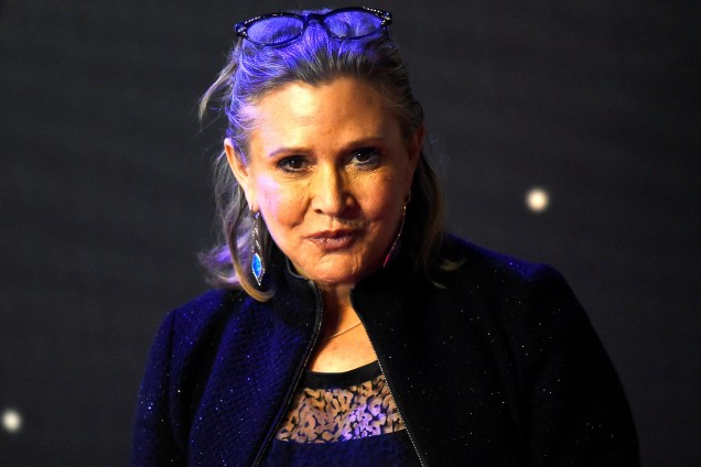 A atriz Carrie Fisher famosa pelo papel de Princesa Leia na Guerra das Estrelas