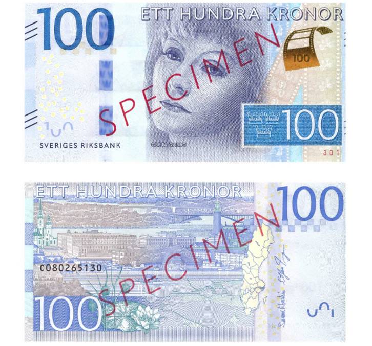 A Su&eacute;cia concorre com a nota de 100 coroas suecas,&nbsp;que estampa o rosto da lend&aacute;ria atriz Greta Garbo