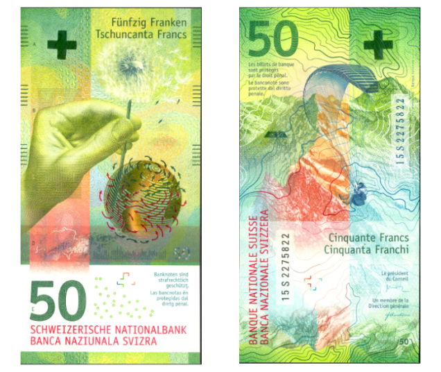 Cédula de 50 francos suíços, uma das concorrentes da edição 2016 do 'Oscar das Moedas'