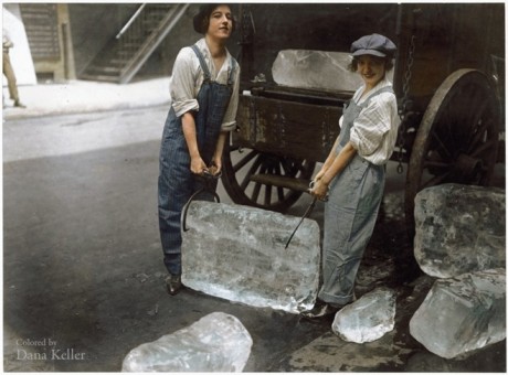 Garotas carregando gelo, em 1918