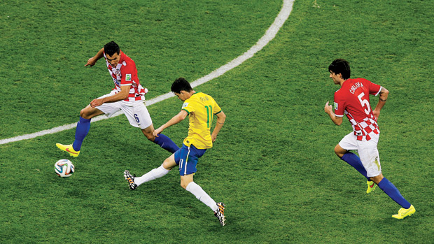 RIGHT ON TARGET - Oscar scored the third goal against Croatia and guaranteed his place in the main team