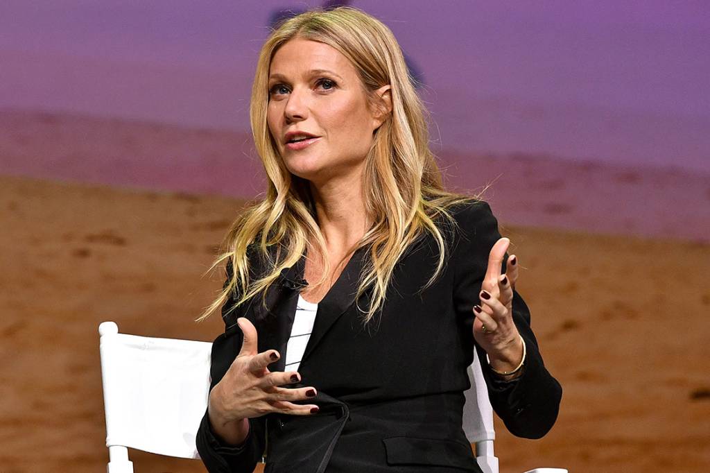 Gwyneth Paltrow dá palestra durante evento do aplicativo Airbnb em Los Angeles, na Califórnia