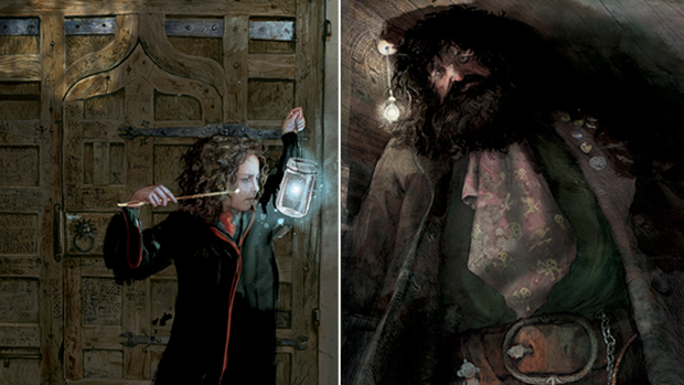 Hermione Granger e Rubeus Hagrid por Jim Kay