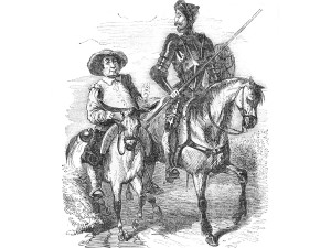 Don Quixote and Sancho Panza Steel engraving from 1876Original edition from my own archives