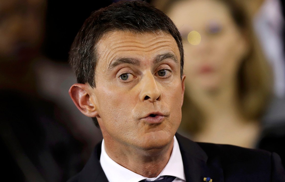 Premiê francês Manuel Valls anuncia sua candidatura à presidência da França durante coletiva de imprensa em Evry, próximo a Paris