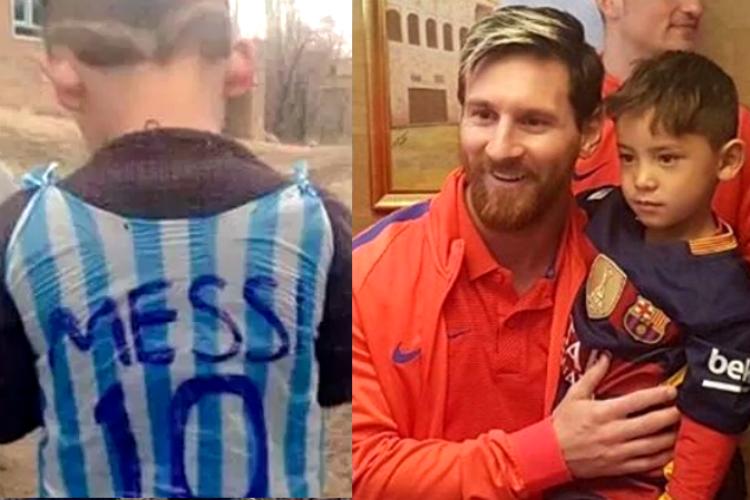 Quase um ano após fazer camisa de plástico, Murtaza conheceu o ídolo Messi