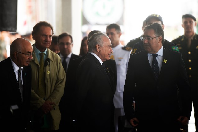O presidente Michel Temer chega a Chapecó-SC