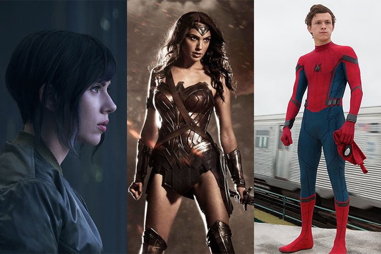 Os lançamentos de 2017: 'O Fantasma do Futuro', 'Mulher Maravilha' e 'Homem-Aranha: De Volta ao Lar'