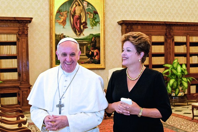 Papa Francisco recebe a então presidente da República, Dilma Rousseff, no Vaticano - 20/03/2013