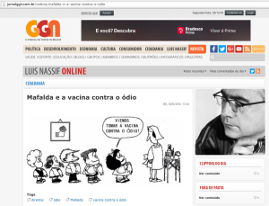 Print do blog de Luís Nassif com charge da Mafalda