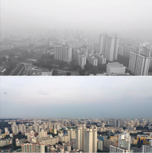 Singapura coberta pela poluição e depois da chuva. Foto: Mona La Cour Sørensen