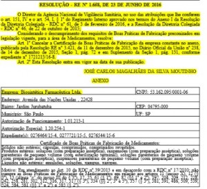 Resolu&ccedil;&atilde;o divulgada hoje no Di&aacute;rio Oficial