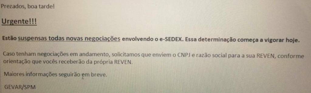 Correios suspendem novos contratos para e-Sedex