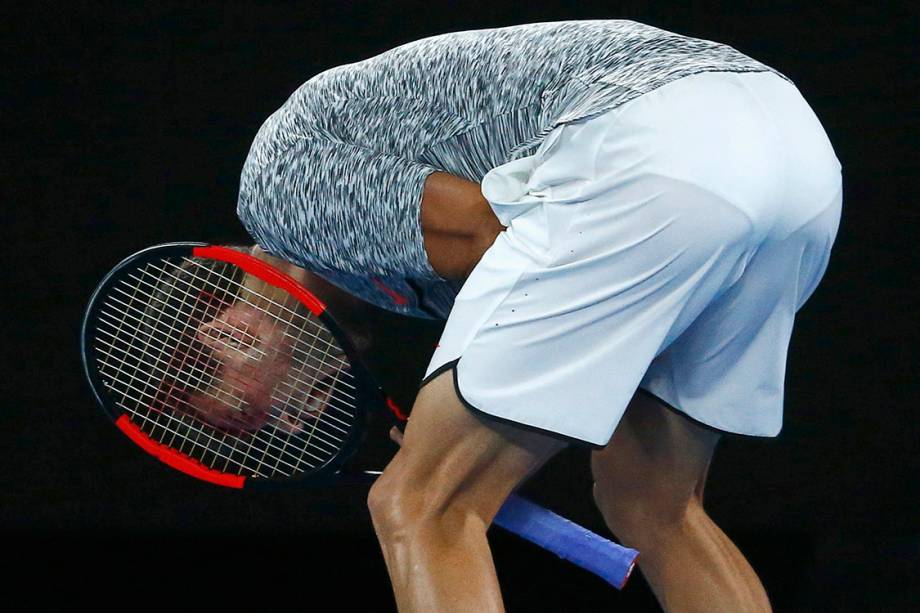 O búlgaro Grigor Dimitrov durante partida contra o espanhol Rafael Nadal, em Melbourne