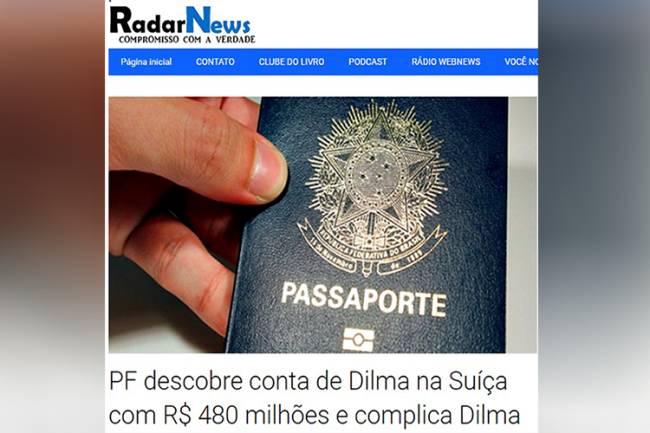 Site publica notícia falsa sobre a ex-presidente da República, Dilma Rousseff Site publica notícia falsa sobre a ex-presidente da República, Dilma Rousseff