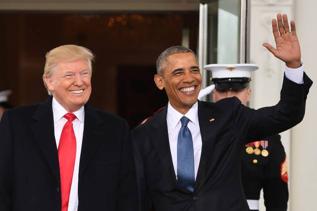 Donald Trump e Barack Obama, posam em encontro na Casa Branca antes da cerimônia de posse de Trump - 20/01/2017