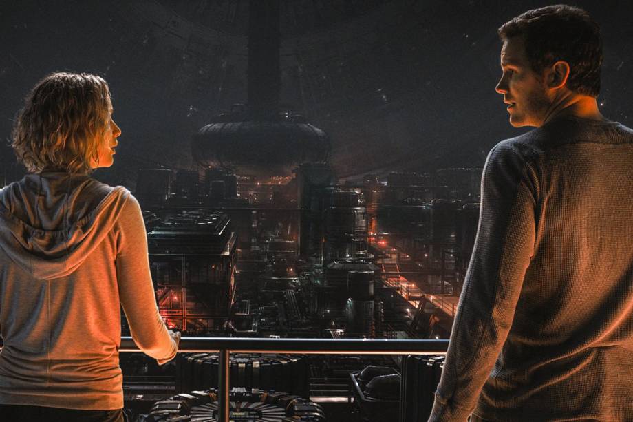 Jim Preston (Chris Pratt) e Aurora (Jennifer Lawrence) no filme 'Passageiros' Jim Preston (Chris Pratt) e Aurora (Jennifer Lawrence) no filme 'Passageiros'
