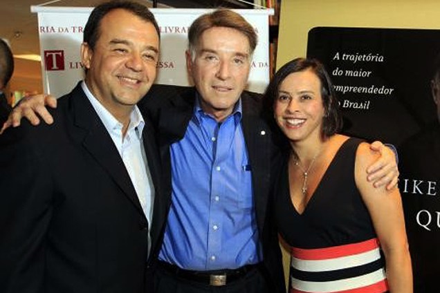 O empresário Eike Batista, o ex-governador Sérgio Cabral Filho e Adriana Ancelmo