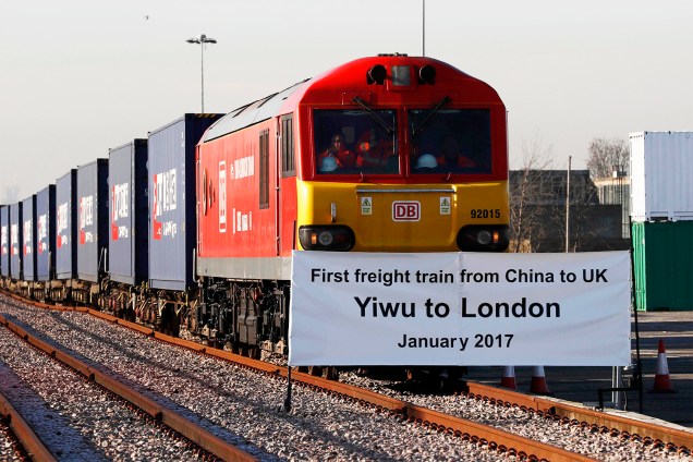 Viagem inaugural do primeiro trem de carga entre a China e a Grã-Bretanha, em cerimônia realizada no Terminal Intermodal de Londres - 18/01/2017