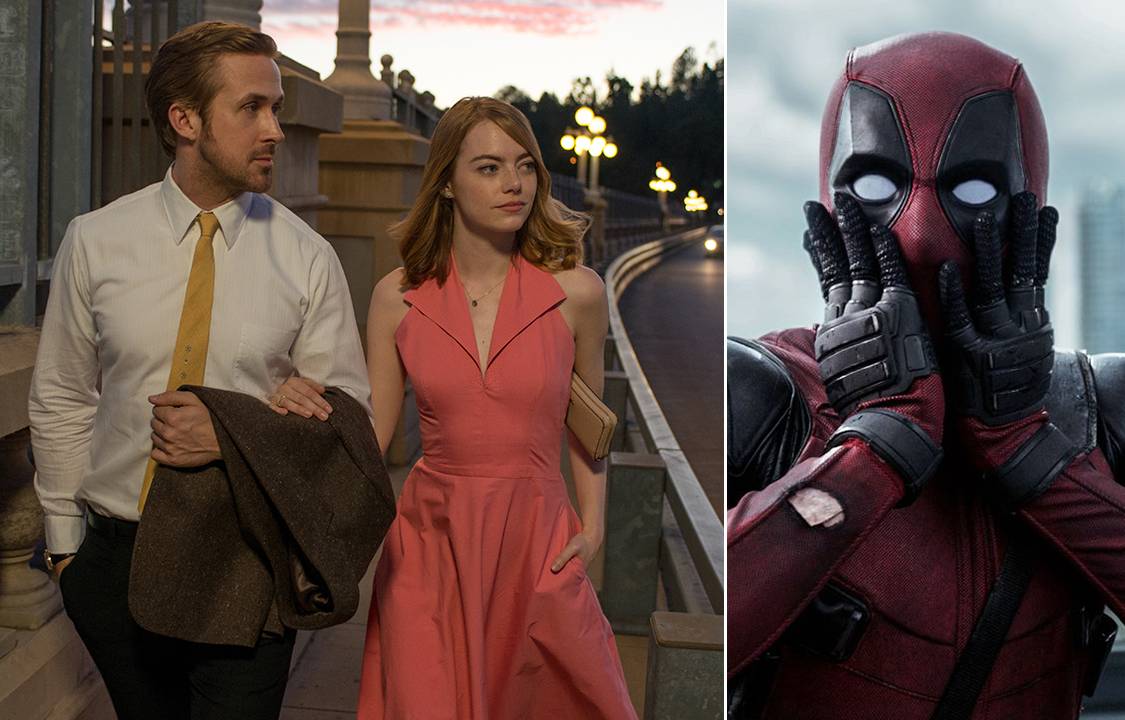 Ryan Gosling e Emma Stone no filme La La Land e Ryan Reynolds, o Deadpool