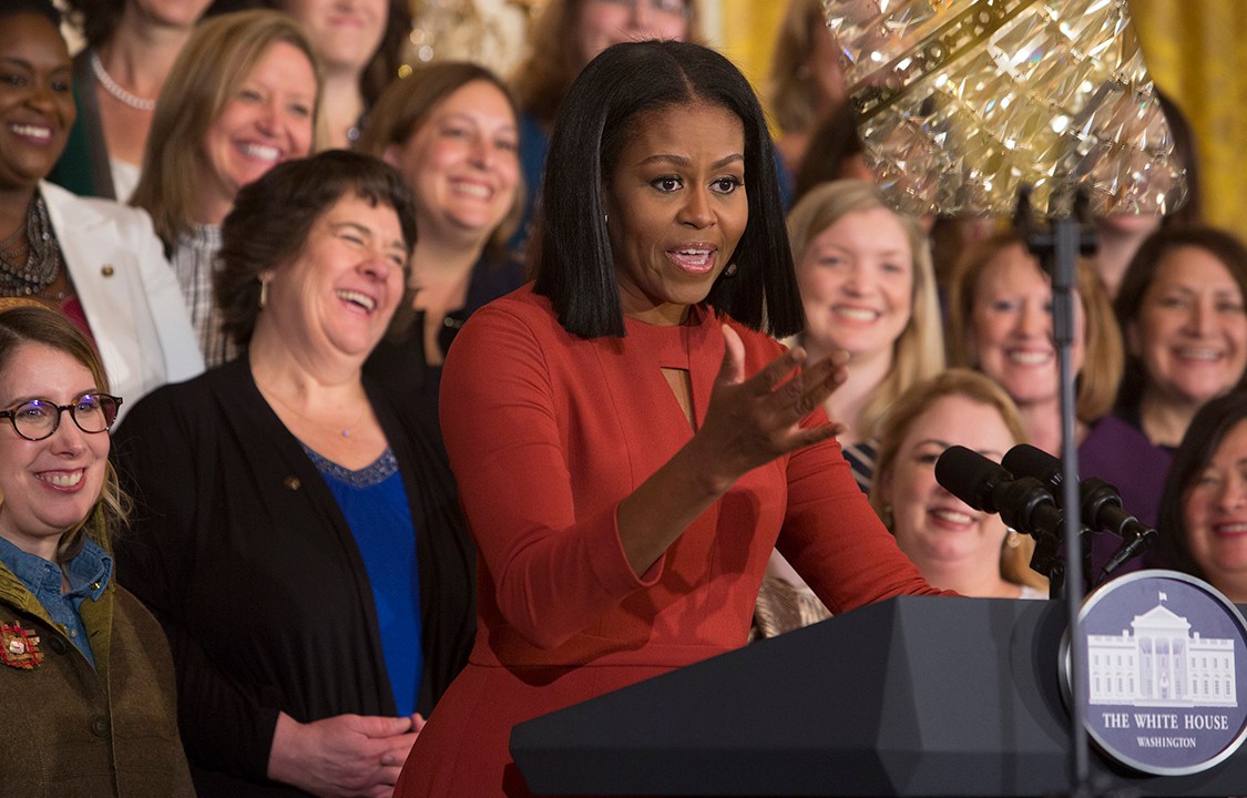 Michelle Obama dá o seu último discurso como Primeira-Dama na Casa Branca, em Washington DC